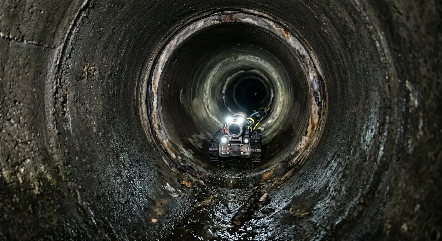 Robotic sewer camera inspecting pipe interior for Sewer Line Repair in Little Canada
